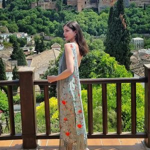 MINT TASSELS ONE-PIECE DRESS