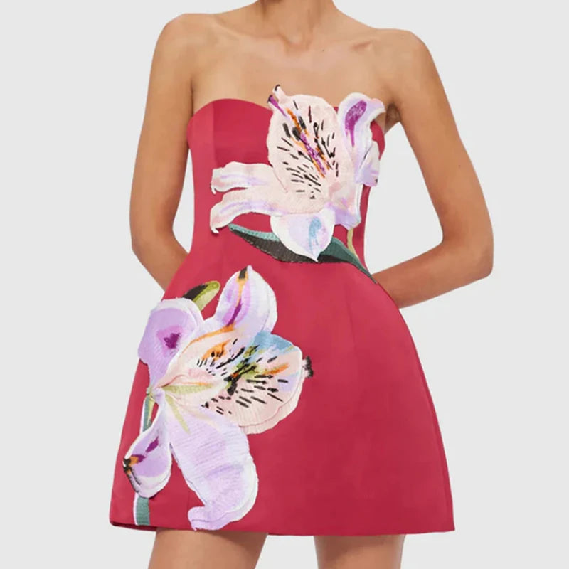 FLOWER STRAPLESS DRESS - Image 3