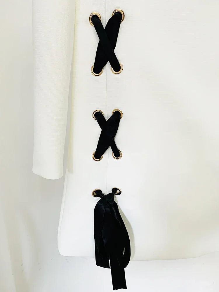 FRANCES RIBBONS LACING UP GREEN DRESS - Image 3