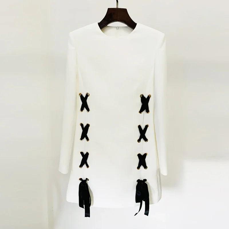 FRANCES RIBBONS LACING UP WHITE DRESS - Image 2