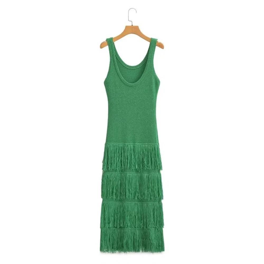 KATE FRINGE DETAIL KNITTED DRESS